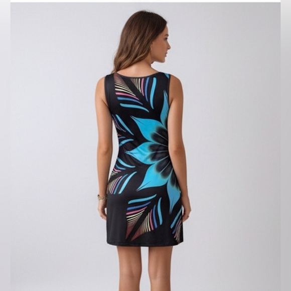 Boho Tropical Print Keyhole Neckline Tank Dress - Picture 3 of 7